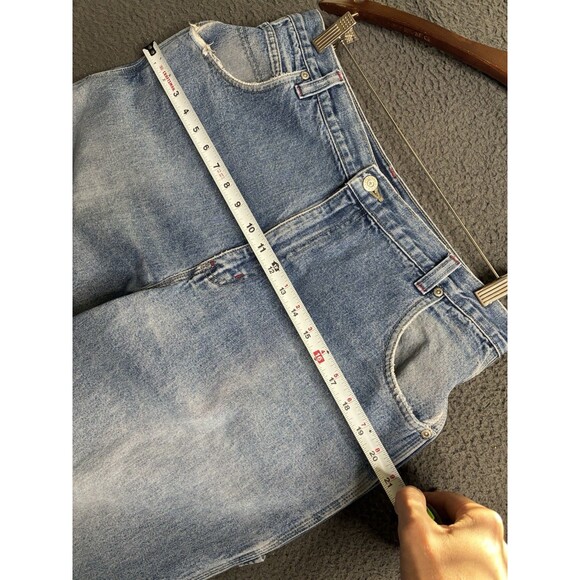 VTG 90s Bugle Boy 77 Baggy Wide Leg Carpenter Jeans 34x32 Blue Fade Y2K - Picture 9 of 16